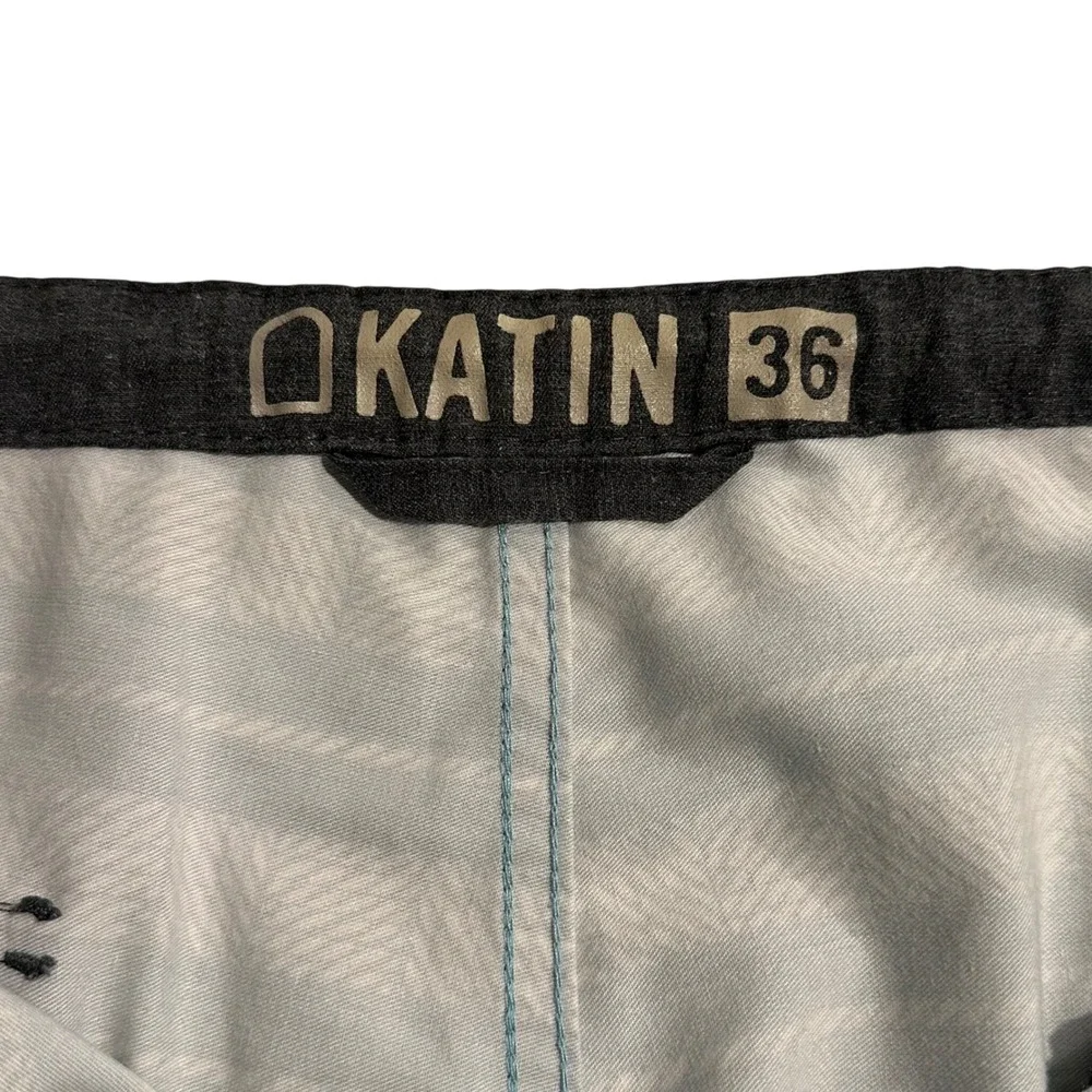 Katin Mens Board Shorts Size‎ 36 Seafoam Green Stripe Stretch Surf Trunks